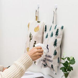 Hanging Tissue Bag Cloth Tissue Cover Fresh Home Living Room Bedroom Tissue Box for Car Roll Paper Napkin Box