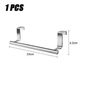 1/2pcs Tainless Steel Bathroom Kitchen Cabinet Door Rag Shelf Dishcloth Hanger Single Pole Towel Rack Over Door Back Type Holder