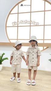 Mirtakids Kiro Safari Shirt One Set Anak plus topi| Outing Set Anak(1 -6 Tahun) | Katun
