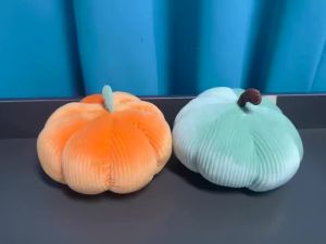 Striped Pumpkin Plush Toy Stuffed Halloween Pumpkin with Stem Adorable Kawaii Fall Harvest Decor Squishy Huggable Gift for Kids