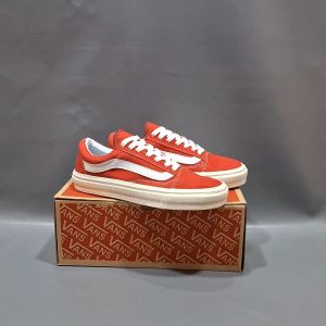 SEPATU VANS21 OLD SKOOL VAULT OG MERAH PUTIH KANVAS 36-43