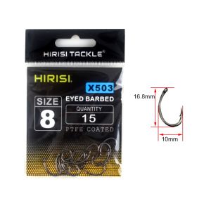 Hirisi 15 Chiếc Móc Câu Cá Thép Không Gỉ Cao Cấp Phủ PTFE Có Mắt X503 Phụ Kiện Câu Cá Dành Cho Hồ