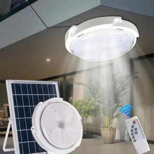 LED Solar Ceiling Light 25/40/60/80/100W Solar Lamp Outdoor Waterproof Remote Control for Garden Hallway Indoor Living Room