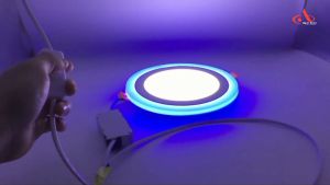 Lampu LED Panel Downlight bulat 6 Watt 2 Warna Putih Biru 3 + 3w Bulat Inbow Dekor Rumah Ruang Tamu