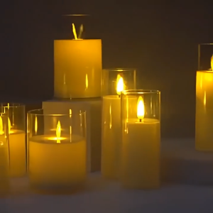 Led Flameless Electric Candle Lamp Acrylic Glass Flickering Fake Tealight Candle Led Lamp Light For Altar Home Wedding Party Christmas Deco