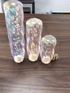 Car Manual Shifter Head Shift Knob Stick Crystal Transparent Colorful Gear Shift Knob Helicoid Pattern Shifter Lever