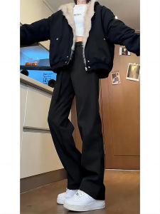 Neapolitan Mens High Waist Flared Pants Spring Autumn Bow Design Casual Straight Leg Trousers Loose Fit Long Pants