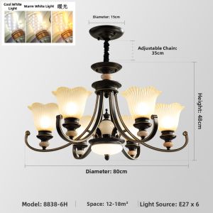 MINGRU | Rustic Simple Iron Chandelier For Living Room Dining Hall Bedroom