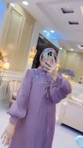 E&M Gamis ceruty babydoll premium terbaru wanita kondangan muslim safitri dress wanita polos mengkilat gamis wanita kekinian mewah baju gamis wanita 2024 lebaran