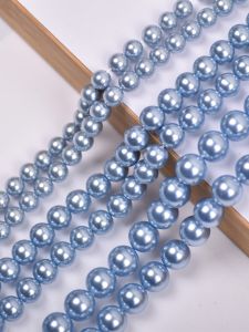 Seashell Loose Beads Sea Blue Imitation Pearl DIY Necklace Bracelet Accessories Material Semi-Finished Product Fashion Jewelry