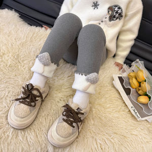 Fashionable Thickened Fleece Lined Autumn Winter New Style Girls Pants Warm Base Layer Trousers for Little Kids And Babies