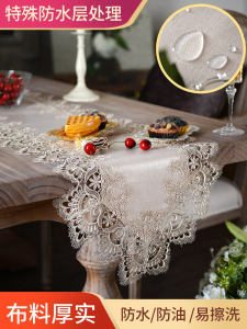 Khăn Trải Bàn Dài Chống Thấm Nước Chống Dầu Phong Cách Châu Âu Bàn Trà Cờ Ren Khăn Trang Trí Cho Bàn Ăn Tủ Tv