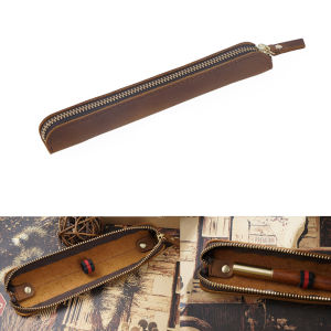 เคสปากกาหนังแท้มีซิปสำหรับปกป้องปากกากระเป๋าดินสอหนังขนาดเล็ก