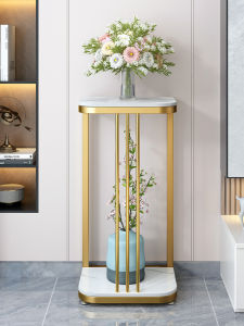 Accessible Luxury Flower Rack Scandinavian Indoor Home Balcony Stone Plate Shelf Living Room Simple Iron Flower Pot Flower Rack Shelf