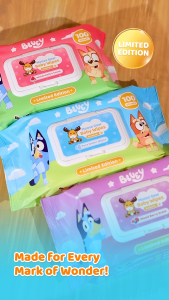 Moose Gear Baby x Bluey Premium Wipes All Scent 12PACKS 1BOX (4Mixed Berry 4Watermelon 4Pure Water)