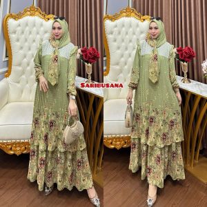 DRESS CERUTY BABYDOLL PREMIUM PLISKET SET HIJAB MIX RENDA