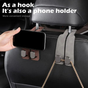KEBIDU 2 Hooks Car Tools Metal Hook Hanger Car Seat Back Double Hook Seat Back Hook Suede Hook For Car Vehicle Accessories Interior