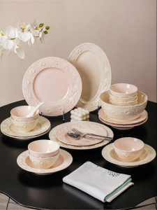 TAOYI | Embossed French Creamy Wedding Tableware Set