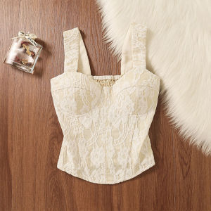 Áo Ba Lỗ Ren Kiểu Pháp Cho Nữ Áo Ba Lỗ Ngắn Áo Ba Lỗ Lót Bên Trong Áo Ba Lỗ Hở Lưng Gợi Cảm Áo Ba Lỗ Mùa Hè 2024