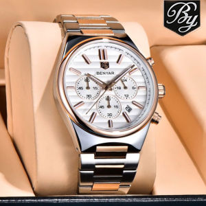 Đồng Hồ Thạch Anh EBNYAR 5214 Chronograph 42mm Bằng Thép Không Gỉ Dành Cho Nam Chống Nước Sang Trọng Có Đánh Dấu Số Ả Rập Tự Động Hiển Thị Ngày