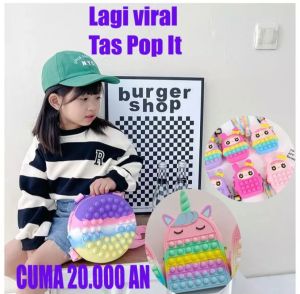 Tas Poo It Anak - Tas Pop It Termurah - Tas Wanita Anak-anak - 100% Baru - Bahan Silikon - Alat Sensorik - Pereda Stres - Import