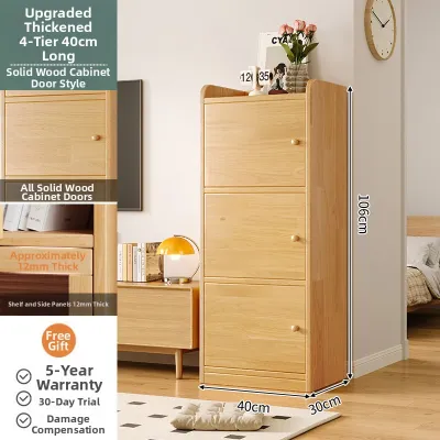 SHENGLI | Tall Slim Solid Wood Cabinet Storage Shelf