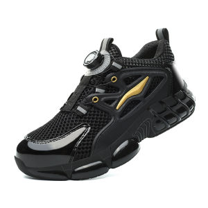 ปุ่มหมุนรองเท้าเพื่อความปลอดภัยผู้ชาย Anti-Smash Anti-puncture รองเท้าทํางานแฟชั่นผู้ชายความปลอดภัยกีฬารองเท้าความปลอดภัยรองเท้าป้องกัน