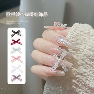 Internet Celebrity Organza Bows Nail Ornament Three-Dimensional Fabric Mesh Lace Fairy Style Nail DIY Stickers Ribbon