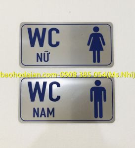 Biển chỉ dẫn nhà vệ sinh nam nữ chất liệu inox sang trọng KT10x20cm