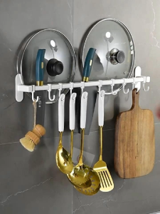 Giá Kệ Móc Treo Nhà Bếp Đa Năng Cao Cấp Nhôm 603 Dán Tường Chống Gỉ Sét KNB01 (tặng kèm Keo)