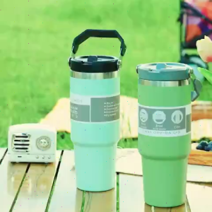 900ml Stainless Steel Thermos Tumbler  With Handle And With Handle For Hot And Cold Outdoor Car Trave Stainless Doubl Vacuum Insulated Bottle earphea