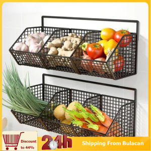 Kitchen Condiments Organizer Rack Wall Mounted Spice Storage Holder Hanging Vegetable Shelf Racks