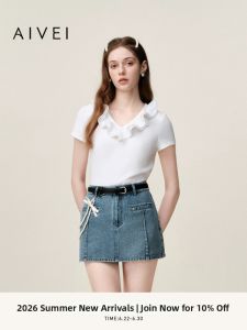 AIVEI | Youthful Refreshing Wave Edge V-Neck T-shirt