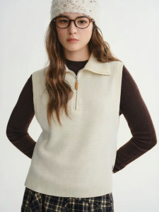 DUSHU | Ladies Large Size Knitted Lapel Vest