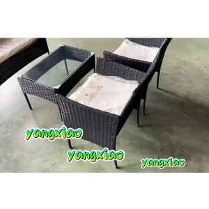 Sun🌈(Cod)โซฟาหวายเทียม เก้าอี้หวายเทียม 4ที่นั้ง รวมเบาะนั้ง วางกลางแจ้งได้ ชุดรับแขกหวายเตียงข้างสระเดเบสเก้าอี้หวายโต๊ะห
