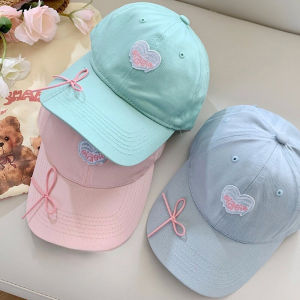 ZTOYL หมวกเบสบอลปักรูปโบว์น่ารักสำหรับผู้หญิงสไตล์เกาหลีหมวกแก๊ปมีปลายแหลมหมวกกลางแจ้งผ้าฝ้ายเนื้อนุ่มหมวกกันแดด