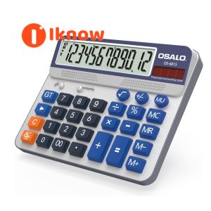 I know Desktop Calculator Extra Large 5in LCD Display 12-Digit Big Button Giant Accounting Calculator Battery & Solar Powered for Office Business & Home(OS-6815)