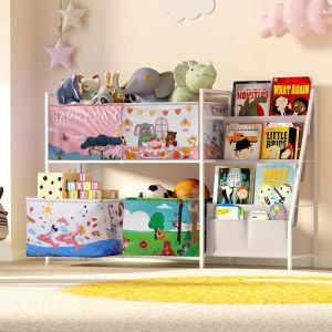 Cartoon Rectangular Storage Basket Large Capacity Desktop Storage Box with Handle for Childrens Toys Socks Storage Organizer