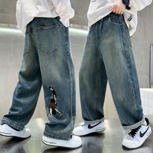 Boys Casual Fashion Loose Denim Straight Pants Jeans with Real Pockets