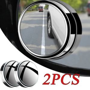 2Pcs Car 360 Degree Rotating Blind Spot Mirrors Wide-angle Round Frame Suction Cup Mount Auxiliary Rearview Mirror Auto Accessories