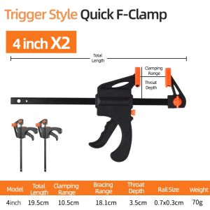 deli | ﻿ 5/10/15 4-Inch Ratchet Release F Type Clamp Heavy-Duty Solid Bar Clamps Quick Release for Woodworking Durable Hand Tools