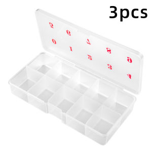 1/3Pcs Nail Art Tips Transparent Storage Box with 10 Number Empty Spaces Storage Case Container Nail Art Organizer Box