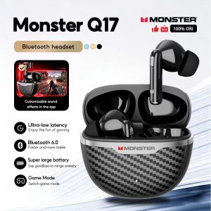 Monster | Monster Q17 Bluetooth 6.0 Earphones APP Customizable Sound Effects Super Quality Outdoor Gaming Headphones Waterproof and Sweatp