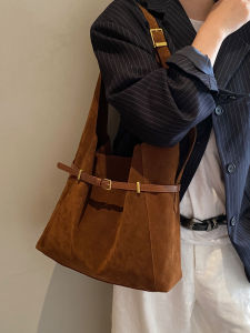 Retro Matte Velvet Armpit Bag Autumn Winter Tote Bag Commute Simple Shoulder Crossbody Large Bag Casual Minimalist Style