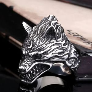 Cincin Elegan Desain Raja Serigala Bulan Purnama (Adjustable)