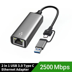 Kebidumei | 5Gbps Wired USB Network Card Adapter Type C to RJ45 LAN USB-C Ethernet Converter Hub for Laptops Win 11 Supports 5G/2.5G/1G/100M