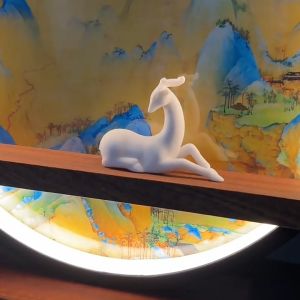 หิ้งพระโมเดิร์น แท่นวางพระพร้อมรัศมี กำยานนำ้ตก โคมไฟกลม เพิ่มออร่า แถมกำยานพรีเมียม20ดอก