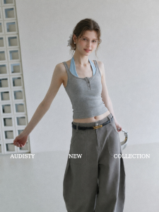 AUDISTY | Áo Phối Giả 2 Mảnh Có Lót Cổ Henley Ngắn