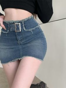 High Waist A-Line Mini Skirt Womens plus Size Denim Short Skirt Summer Elastic Design Retro Waist Shorts Skirt Korean Style