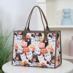New Large Capacity Tote Bag Fashionable Student Print Handbag Convenient Single Shoulder Bag Handheld Commuter Bag